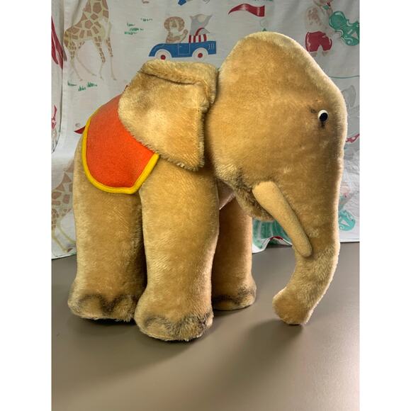 Steiff Jumbo Elephant Vintage Circus Toy - Plush Mohair Mid Century Survivor! - Picture 1 of 10